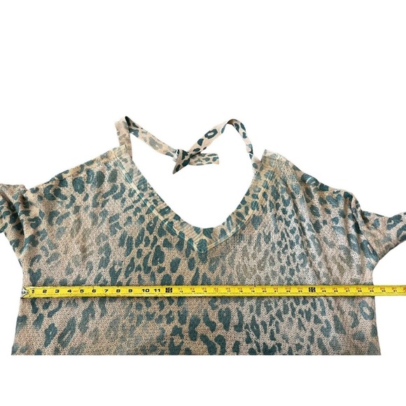 POL Top Womens Small Pullover Lightweight Sweater Cheetah Top Cropped 3/4 Shirt - Picture 7 of 8
